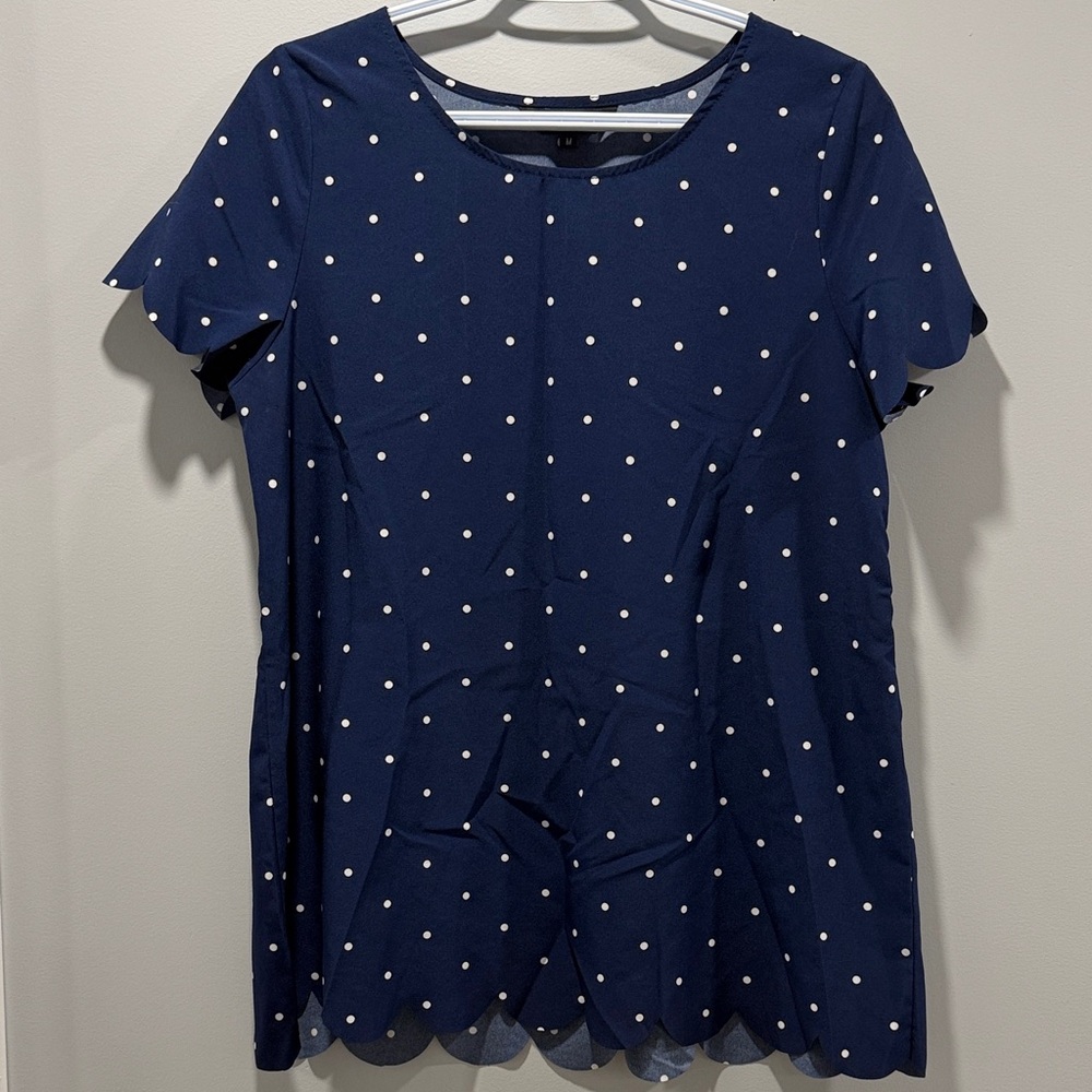 Amaryllis Midnight Blue Blouse with White Dots